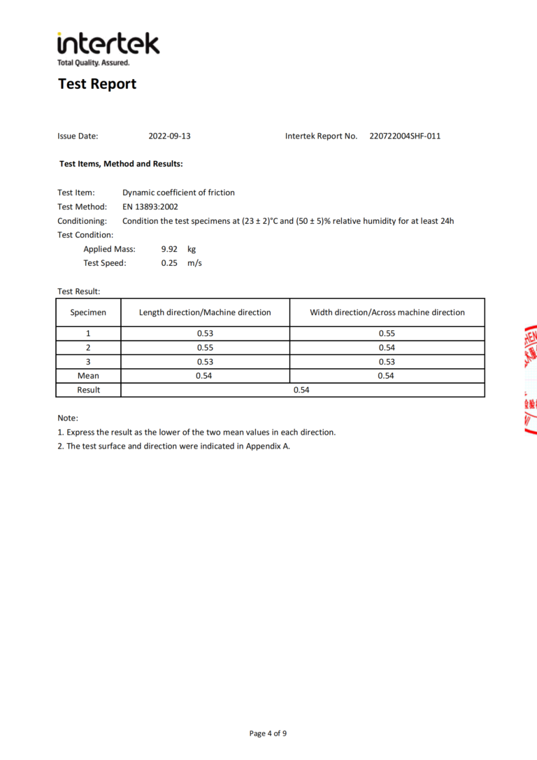 5 Tests Including Dynamic Coefficient of Friction - Slip Resistance- Castor Chair Test- Resistance to Staining- Fungi Resistance Test(4)_04